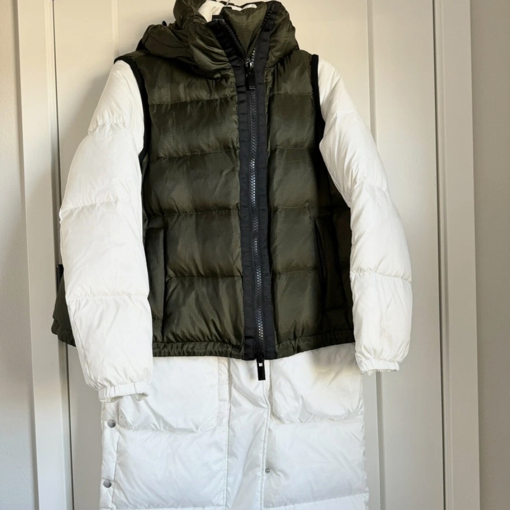 Sacai Olive and White Down Jacket